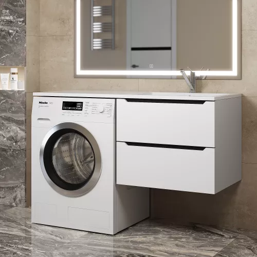 Тумба под стиральную машину подвесная Uperwood Tanos 60х50 см, белая/графит, Выбрать цвет: Белый/графит