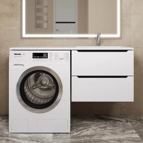 Тумба под стиральную машину подвесная Uperwood Tanos 60х50 см, белая/графит, Выбрать цвет: Белый/графит, изображение 3