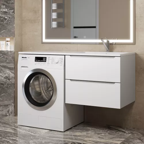 Тумба под стиральную машину подвесная Uperwood Tanos 60х50 см, белая, Выбрать цвет: Белый матовый