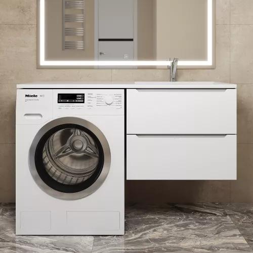 Тумба под стиральную машину подвесная Uperwood Tanos 60х50 см, белая, Выбрать цвет: Белый матовый, изображение 3