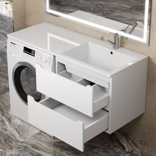 Тумба под стиральную машину подвесная Uperwood Tanos 60х50 см, белая, Выбрать цвет: Белый матовый, изображение 2