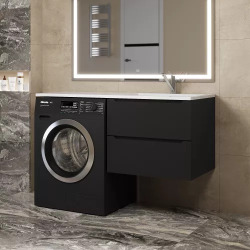 Тумба под стиральную машину подвесная Uperwood Tanos 60х50 см, черная, Выбрать цвет: Черный матовый