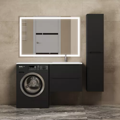 Тумба под стиральную машину подвесная Uperwood Tanos 60х50 см, черная, Выбрать цвет: Черный матовый, изображение 3