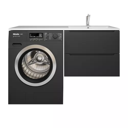 Тумба под стиральную машину подвесная Uperwood Tanos 60х50 см, черная, Выбрать цвет: Черный матовый, изображение 5