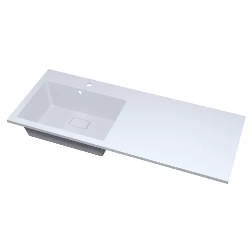 Раковина над стиральной машиной 120 см, Uperwood Cosmos, левая/правая, белый глянец, Выбрать цвет: Белый, Внешний вид: Крыло справа