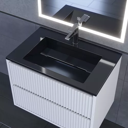 Раковина полувстраиваемая Uperwood Next Premium  черный глянец, Выбрать цвет: Черный, Выбрать размер: 70, изображение 3