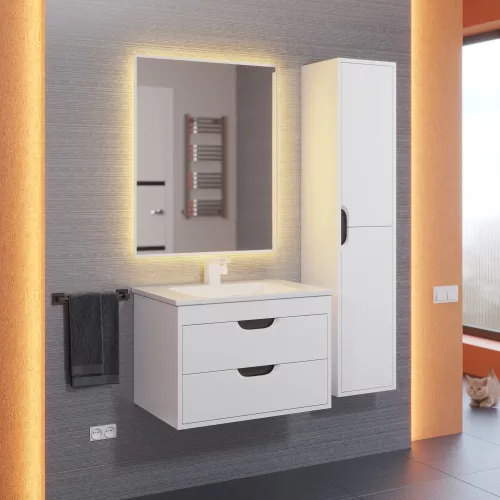 Тумба  подвесная Uperwood Modul  белая/графит, Выбрать цвет: Белый/графит, Выбрать размер: 65, изображение 5