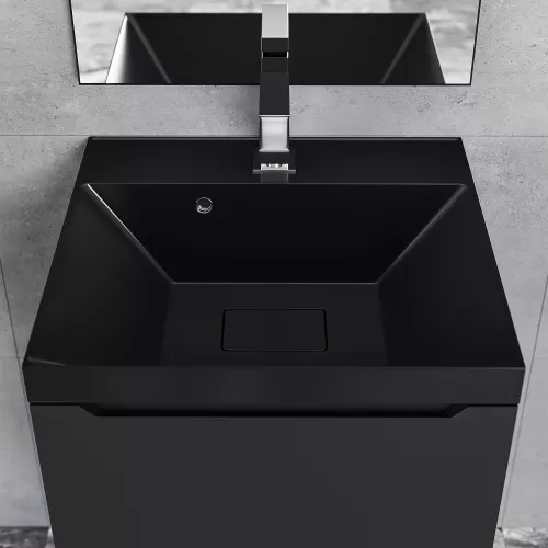 Раковина для ванной  Uperwood Classic New, черная глянцевая, с накладкой для слива, Выбрать цвет: Черный, Выбрать размер: 50, изображение 4