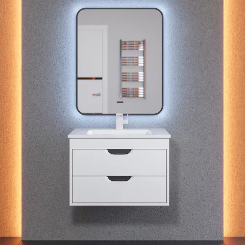 Тумба  подвесная Uperwood Modul  белая/графит, Выбрать цвет: Белый/графит, Выбрать размер: 65, изображение 9