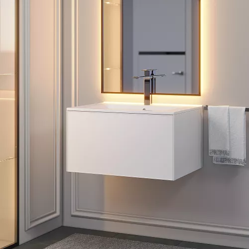 Тумба подвесная Uperwood Parma Premium, белая, Выбрать цвет: Белый матовый, Выбрать размер: 65