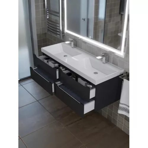 Раковина для ванной Uperwood Classic 120х45х14 см, двойная, белая глянцевая, изображение 6