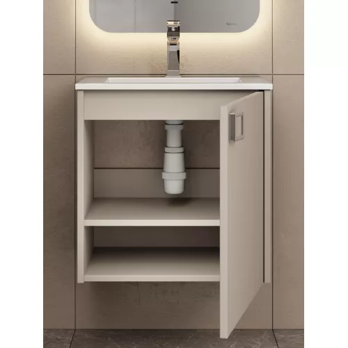 Тумба подвесная  Uperwood Aurora 50 см, бежевый матовый, Выбрать цвет: Бежевый матовый, изображение 5