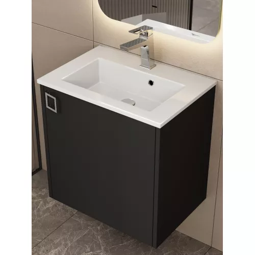 Тумба подвесная Uperwood Aurora 50 см, черный матовый, Выбрать цвет: Черный матовый, изображение 3