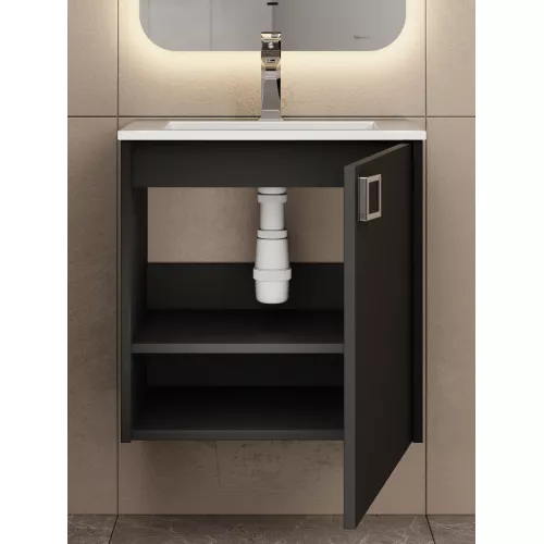 Тумба подвесная Uperwood Aurora 50 см, черный матовый, Выбрать цвет: Черный матовый, изображение 5