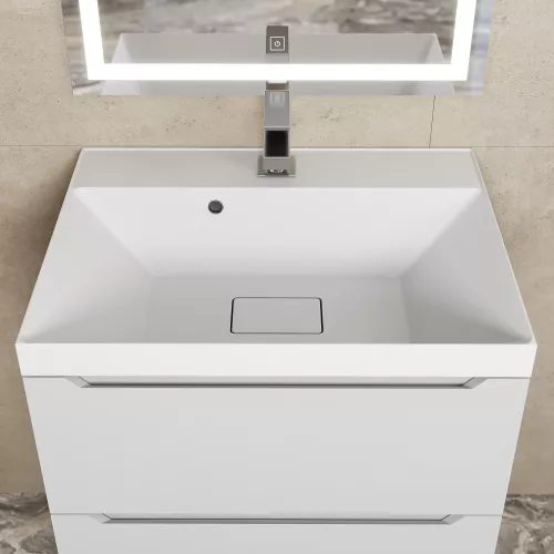 Раковина для ванной Uperwood Classic New, белая глянцевая, с накладкой для слива, Выбрать цвет: Белый, Выбрать размер: 60, изображение 3