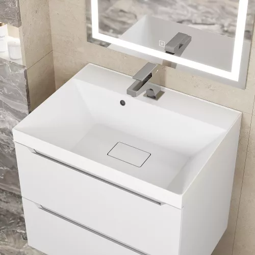 Раковина для ванной Uperwood Classic New, белая глянцевая, с накладкой для слива, Выбрать цвет: Белый, Выбрать размер: 60, изображение 4