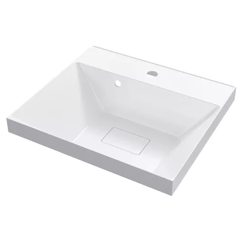Раковина для ванной 50 см, Uperwood Classic New, белая глянцевая, с накладкой для слива