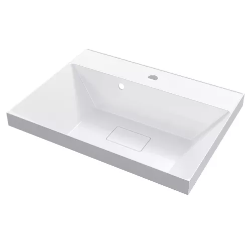 Раковина для ванной 60 см, Uperwood Classic New, белая глянцевая, с накладкой для слива