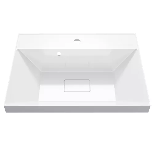 Раковина для ванной Uperwood Classic New, белая глянцевая, с накладкой для слива, Выбрать цвет: Белый, Выбрать размер: 60, изображение 2