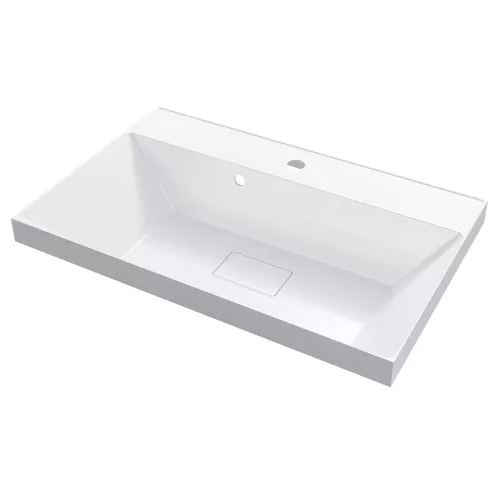Раковина для ванной 70 см, Uperwood Classic New, белая глянцевая, с накладкой для слива