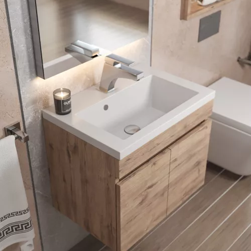 Тумба подвесная Uperwood Eva, 50 см,  Крафт Табачный, с дверцами, Выбрать цвет: Крафт Табачный, Выбрать размер: 50, изображение 4