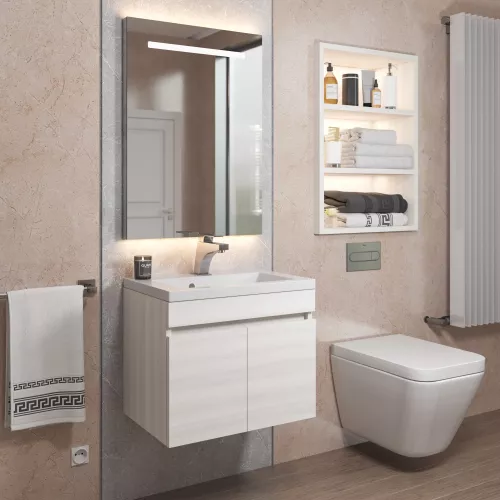 Тумба подвесная Uperwood Eva, 50 см,  Дуб Харбор Белый, с дверцами, Выбрать цвет: Дуб Харбор Белый, Выбрать размер: 50, изображение 8