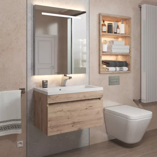 Тумба подвесная Uperwood Eva  Крафт Табачный, выдвижной ящик, Выбрать цвет: Крафт Табачный, Выбрать размер: 60, изображение 2