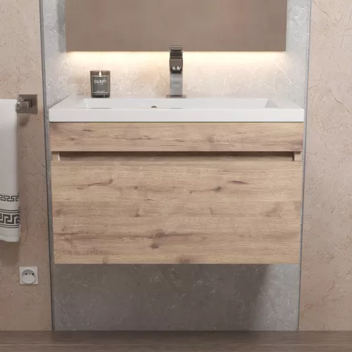 Тумба подвесная Uperwood Eva  Крафт Табачный, выдвижной ящик, Выбрать цвет: Крафт Табачный, Выбрать размер: 60, изображение 4