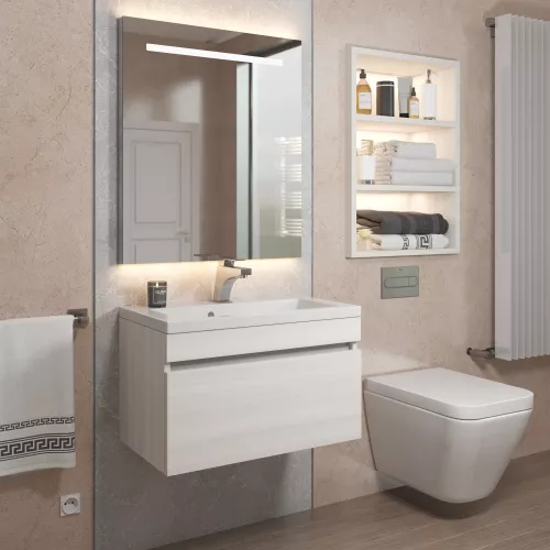 Тумба подвесная  Uperwood Eva  Дуб Харбор Белый, выдвижной ящик, Выбрать цвет: Дуб Харбор Белый, Выбрать размер: 60, изображение 2