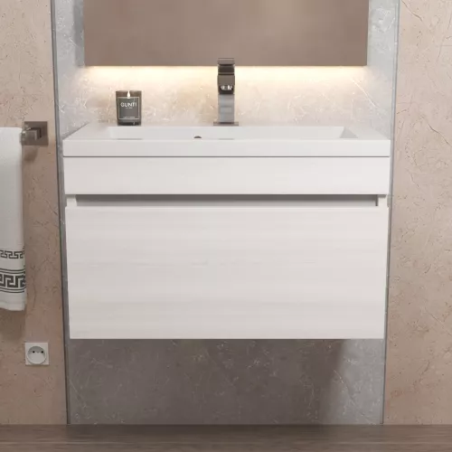 Тумба подвесная  Uperwood Eva  Дуб Харбор Белый, выдвижной ящик, Выбрать цвет: Дуб Харбор Белый, Выбрать размер: 60, изображение 4