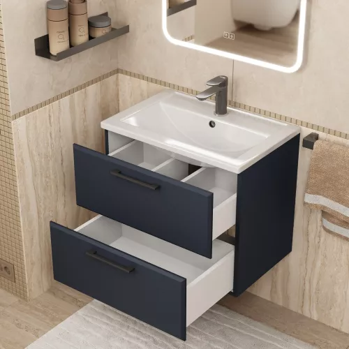 Тумба подвесная  Uperwood Foster New черная, Выбрать цвет: Черный матовый, Выбрать размер: 60, изображение 6