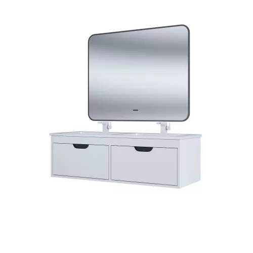 Тумба под двойную раковину Uperwood Modul 120 см, подвесная, матовая, белая/графит, Выбрать цвет: Белый/графит, изображение 5