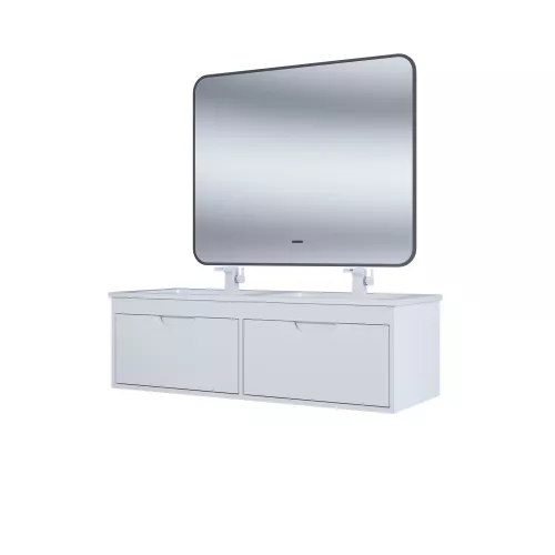 Тумба под двойную раковину Uperwood Modul 120 см, подвесная, матовая, белая, Выбрать цвет: Белый матовый, изображение 5