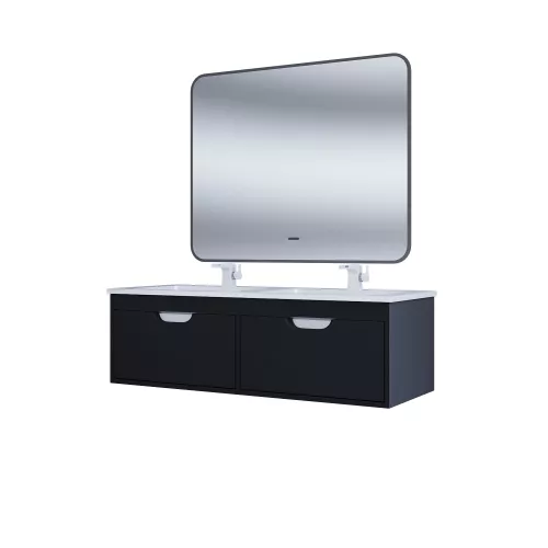 Тумба под двойную раковину Uperwood Modul 120 см, подвесная, матовая, черная, Выбрать цвет: Черный матовый, изображение 5