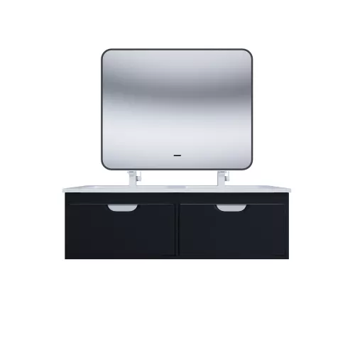 Тумба под двойную раковину Uperwood Modul 120 см, подвесная, матовая, черная, Выбрать цвет: Черный матовый, изображение 6