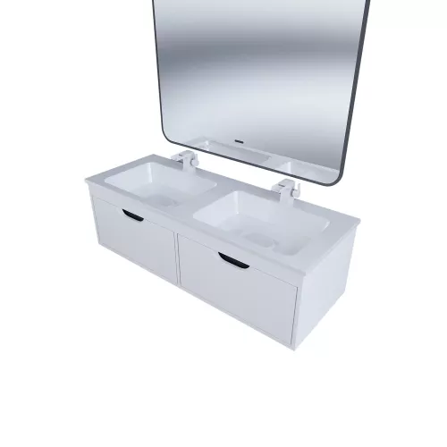 Тумба под двойную раковину Uperwood Modul 120 см, подвесная, матовая, белая/графит, Выбрать цвет: Белый/графит, изображение 7