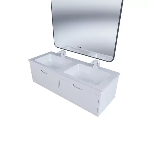 Тумба под двойную раковину Uperwood Modul 120 см, подвесная, матовая, белая, Выбрать цвет: Белый матовый, изображение 7