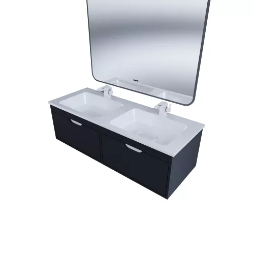 Тумба под двойную раковину Uperwood Modul 120 см, подвесная, матовая, черная, Выбрать цвет: Черный матовый, изображение 7