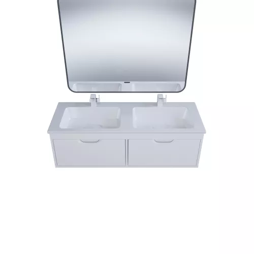 Тумба под двойную раковину Uperwood Modul 120 см, подвесная, матовая, белая, Выбрать цвет: Белый матовый, изображение 8