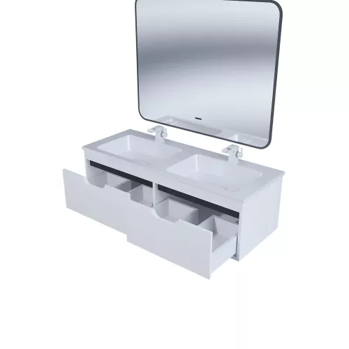 Тумба под двойную раковину Uperwood Modul 120 см, подвесная, матовая, белая/графит, Выбрать цвет: Белый/графит, изображение 9