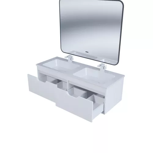 Тумба под двойную раковину Uperwood Modul 120 см, подвесная, матовая, белая, Выбрать цвет: Белый матовый, изображение 9