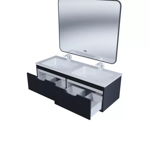 Тумба под двойную раковину Uperwood Modul 120 см, подвесная, матовая, черная, Выбрать цвет: Черный матовый, изображение 9