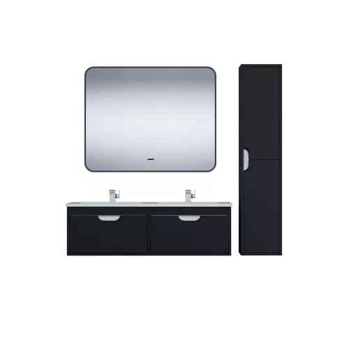 Тумба под двойную раковину Uperwood Modul 120 см, подвесная, матовая, черная, Выбрать цвет: Черный матовый, изображение 10