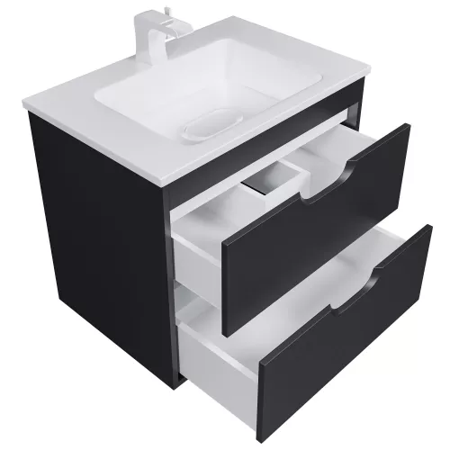 Тумба подвесная Uperwood Modul  черная матовая, Выбрать цвет: Черный матовый, Выбрать размер: 65, изображение 14