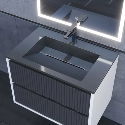 Раковина полувстраиваемая Uperwood Next Premium , серый глянец, Выбрать цвет: Серый, Выбрать размер: 70, изображение 3