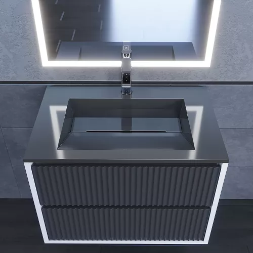 Раковина полувстраиваемая Uperwood Next Premium , серый глянец, Выбрать цвет: Серый, Выбрать размер: 70, изображение 4