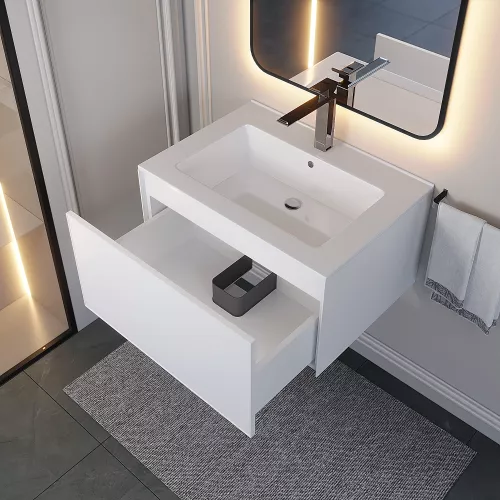 Тумба подвесная Uperwood Parma Premium, белая, Выбрать цвет: Белый матовый, Выбрать размер: 65, изображение 3