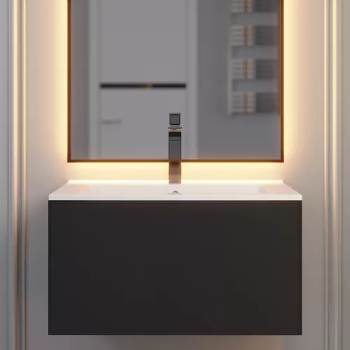 Тумба подвесная  Uperwood Parma Premium, черная, Выбрать цвет: Черный матовый, Выбрать размер: 65, изображение 2