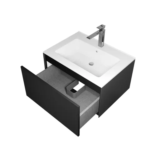 Тумба подвесная  Uperwood Parma Premium, черная, Выбрать цвет: Черный матовый, Выбрать размер: 65, изображение 7