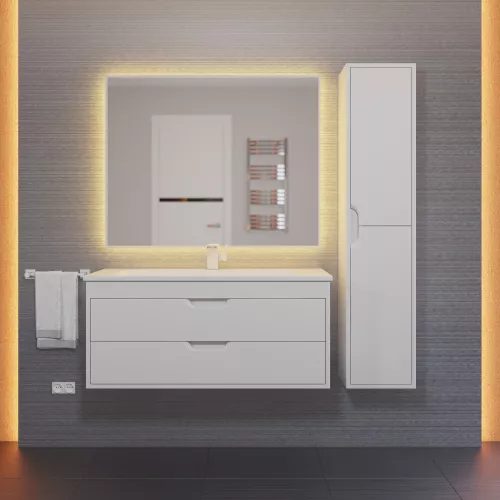 Шкаф-пенал  подвесной Uperwood Modul 33х150 см, белый матовый, Выбрать цвет: Белый матовый, изображение 2